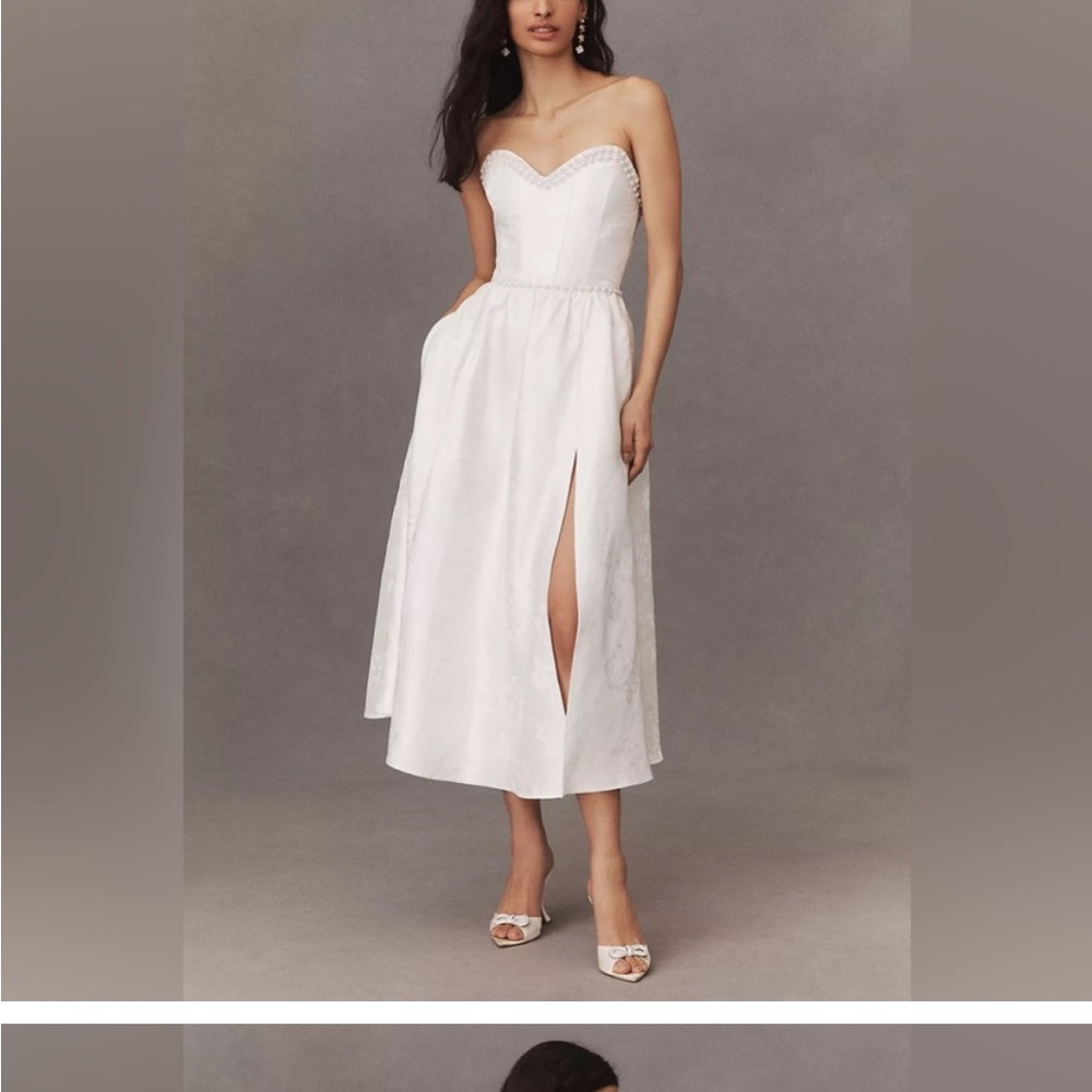 NWT BHLDN V. Chapman Lucia Strapless Pearl-Embellished A-Line Midi Dress